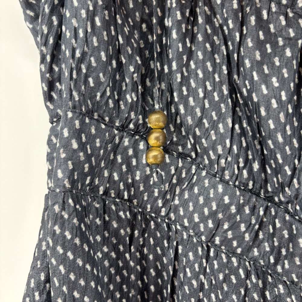 Gap Navy Blue Polka Dot Crinkle Silk Halter Handkerchief Hem Midi Dress Size 6 - Picture 8 of 15